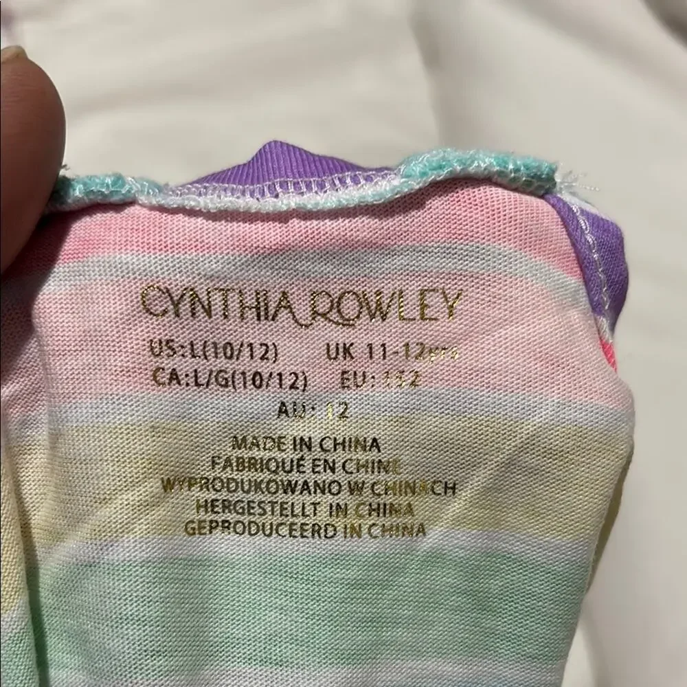 Cynthia Rowley L 10/12 Rainbow Striped Kids Romper cotton polyester nwt
